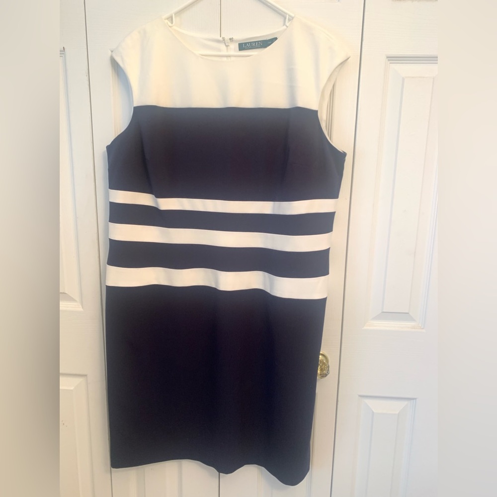 Lauren Ralph Lauren Navy and White Sleeveless Lined Size 18W NWT